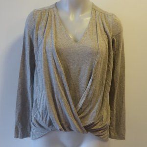 *Womens Integrity Silver Metallic Layered Blouse Top L